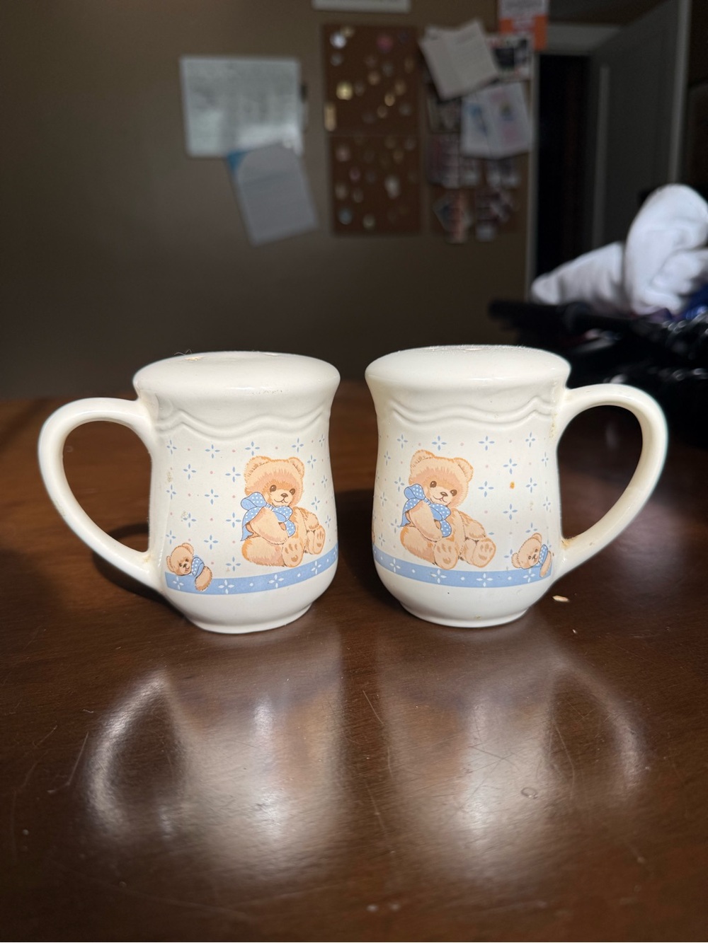 Vintage Tienshan Theodore Country Teddy Bear Salt & Pepper Shakers- Set of 2